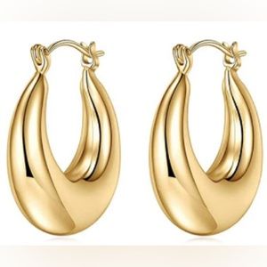 Gold Hoop Earrings 25mm, 1 Pair